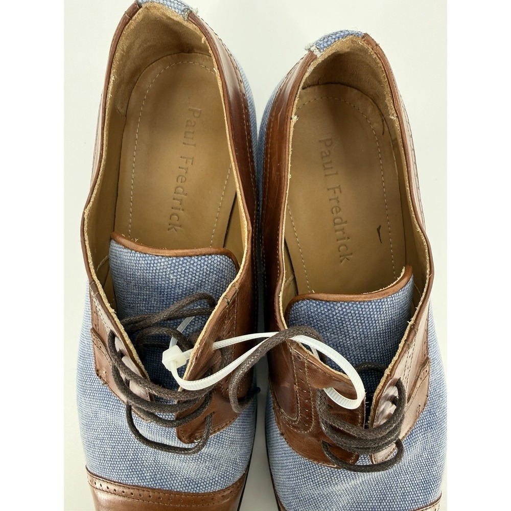 Paul Fredrick Sterling Derby dress shoes Brown Blue 45/12 Made In Italy - Picture 5 of 7